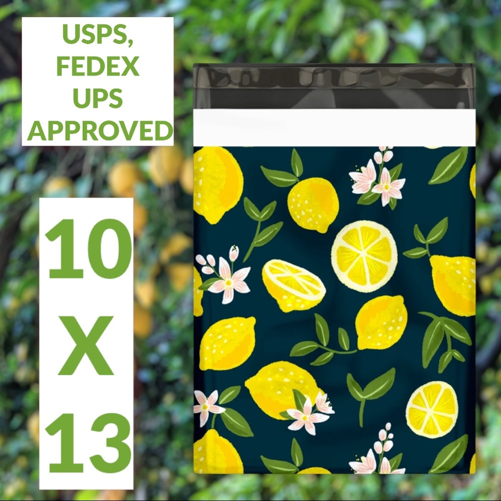 25 10X13 Poly Mailers Lemon and Blossoms Shipping Envelopes Bags PRICE IS FIRM - Picture 15 of 15